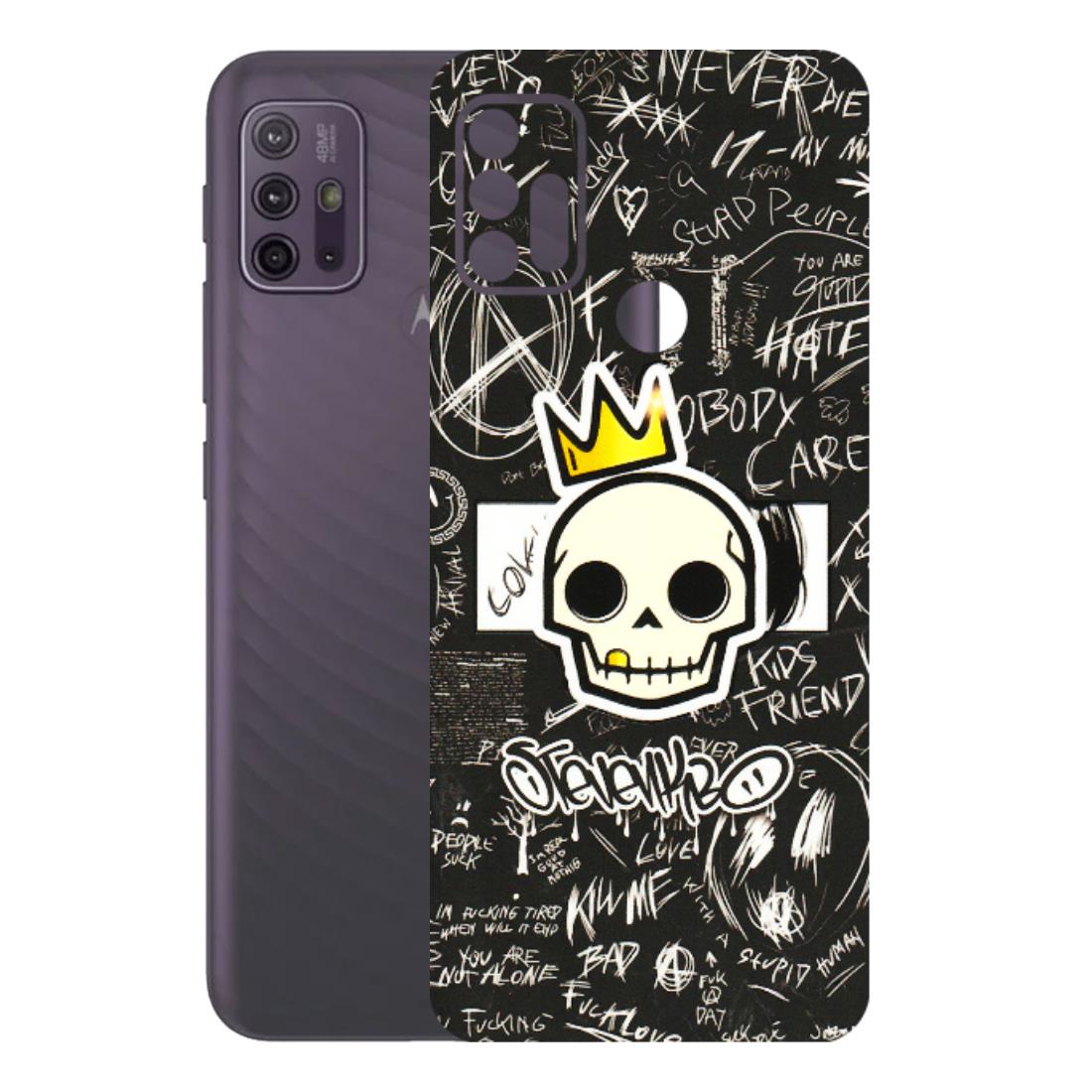 Motorola Phone Skins (All Models) - Funny Skull Black Chalk Grafitti - 3D Embossed Finish (L-22) Motorola Moto G10 Power