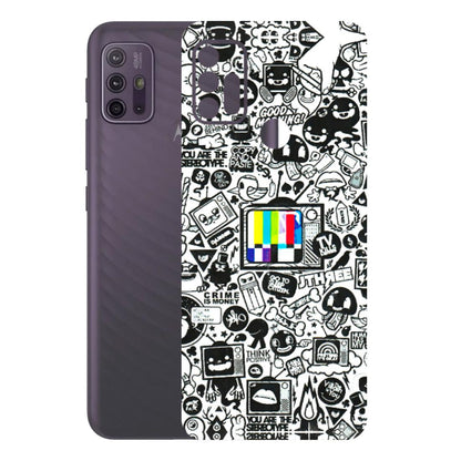 Motorola Phone Skins (All Models) - Doodles Positive Art - 3D Embossed Finish (L-263) Motorola Moto G10 Power