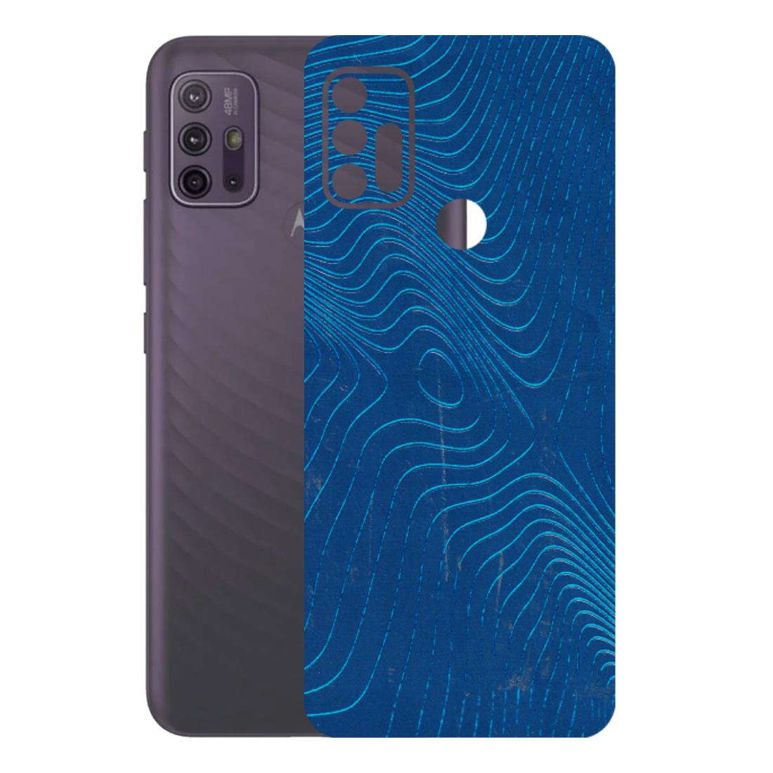 Motorola Phone Skins (All Models) - Abstract Blue Line Map - 3D Embossed Finish (L-272) Motorola Moto G10 Power
