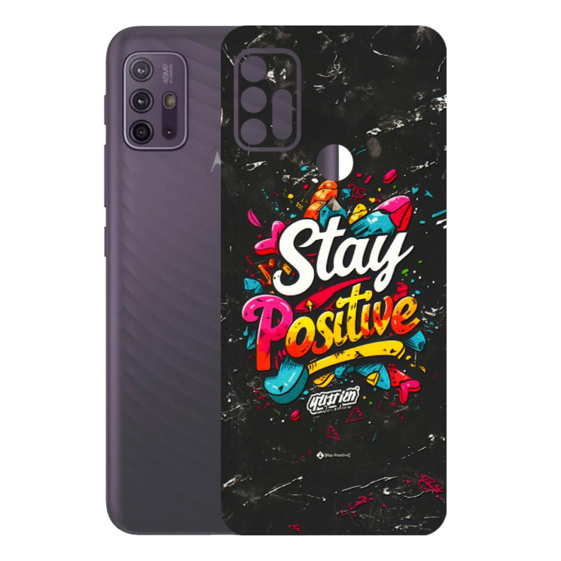 Motorola Phone Skins (All Models) - Stay Positive Black - 3D Embossed Finish (L-31) Motorola Moto G10 Power