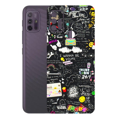 Motorola Phone Skins (All Models) - Black Creatives Doodles - 3D Embossed Finish (L-311) Motorola Moto G10 Power