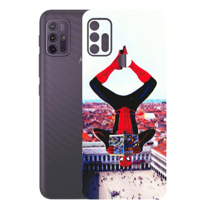 Motorola Phone Skins (All Models) - Spiderman Hanging - 3D Embossed Finish (L-53) Motorola Moto G10 Power