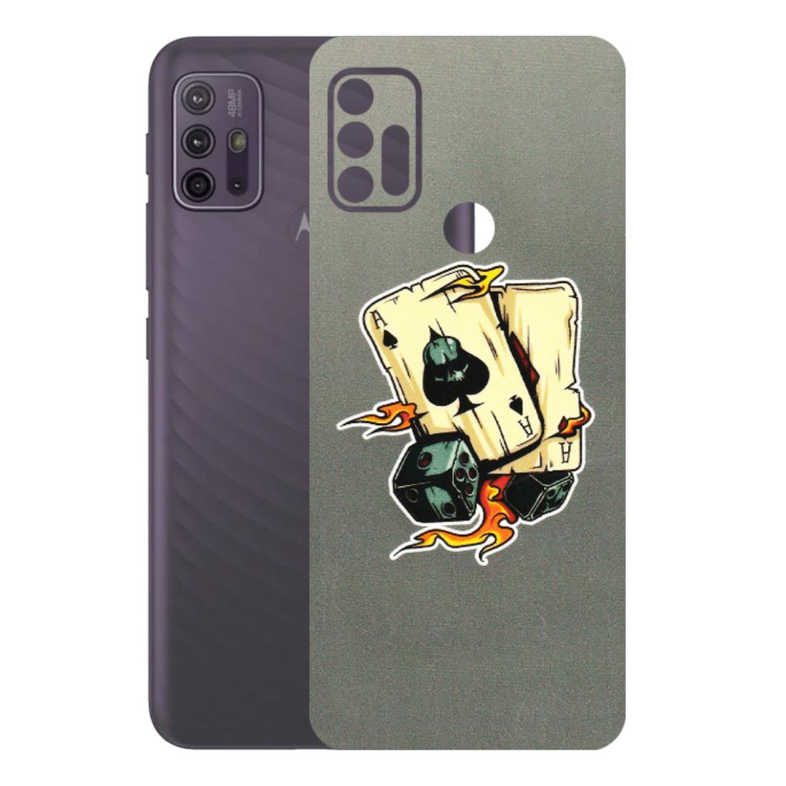 Motorola Phone Skins (All Models) - Grey Cards Of Ace - 3D Embossed Finish (L-77) Motorola Moto G10 Power