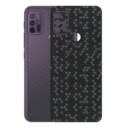 Motorola Phone Skins (All Models) - Black Grey Honeycomb Sober - 3D Embossed Finish (L-85) Motorola Moto G10 Power