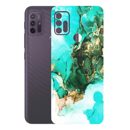 Motorola Phone Skins (All Models) - The Blue Gold Marble - Matte Finish (M-124) Motorola Moto G10 Power