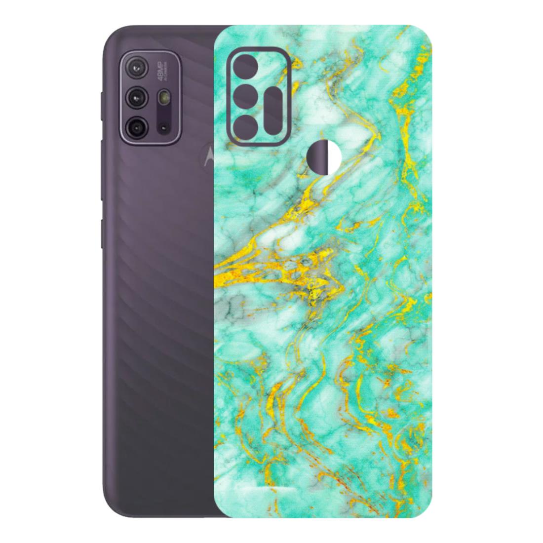 Motorola Phone Skins (All Models) - Green And Gold Marble Feel - Matte Finish (M-16) Motorola Moto G10 Power