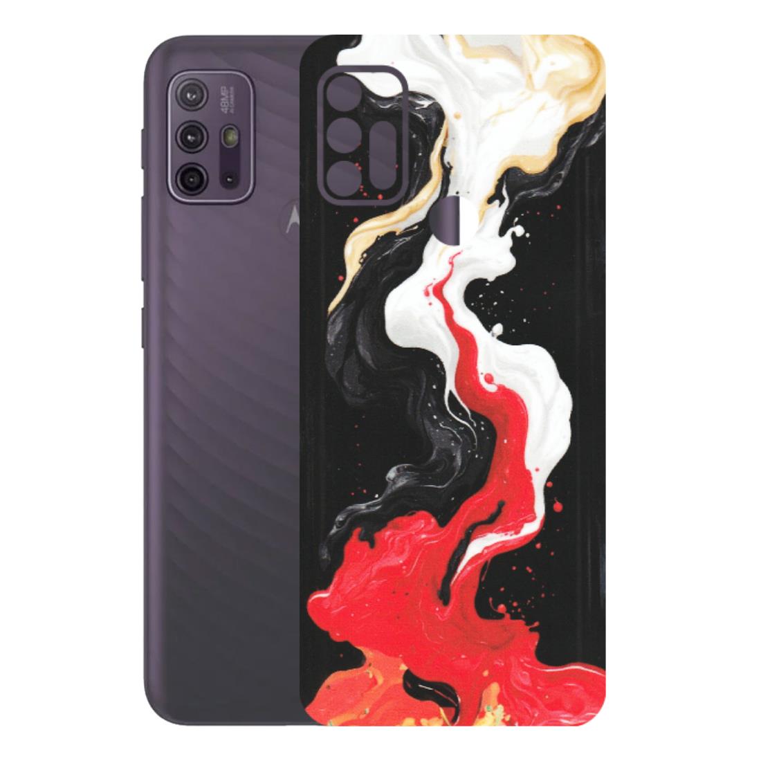 Motorola Phone Skins (All Models) - Black Red White Paint Splash Fusion - Matte Finish (M-56) Motorola Moto G10 Power
