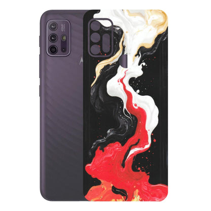 Motorola Phone Skins (All Models) - Black Red White Paint Splash Fusion - Matte Finish (M-56) Motorola Moto G10 Power