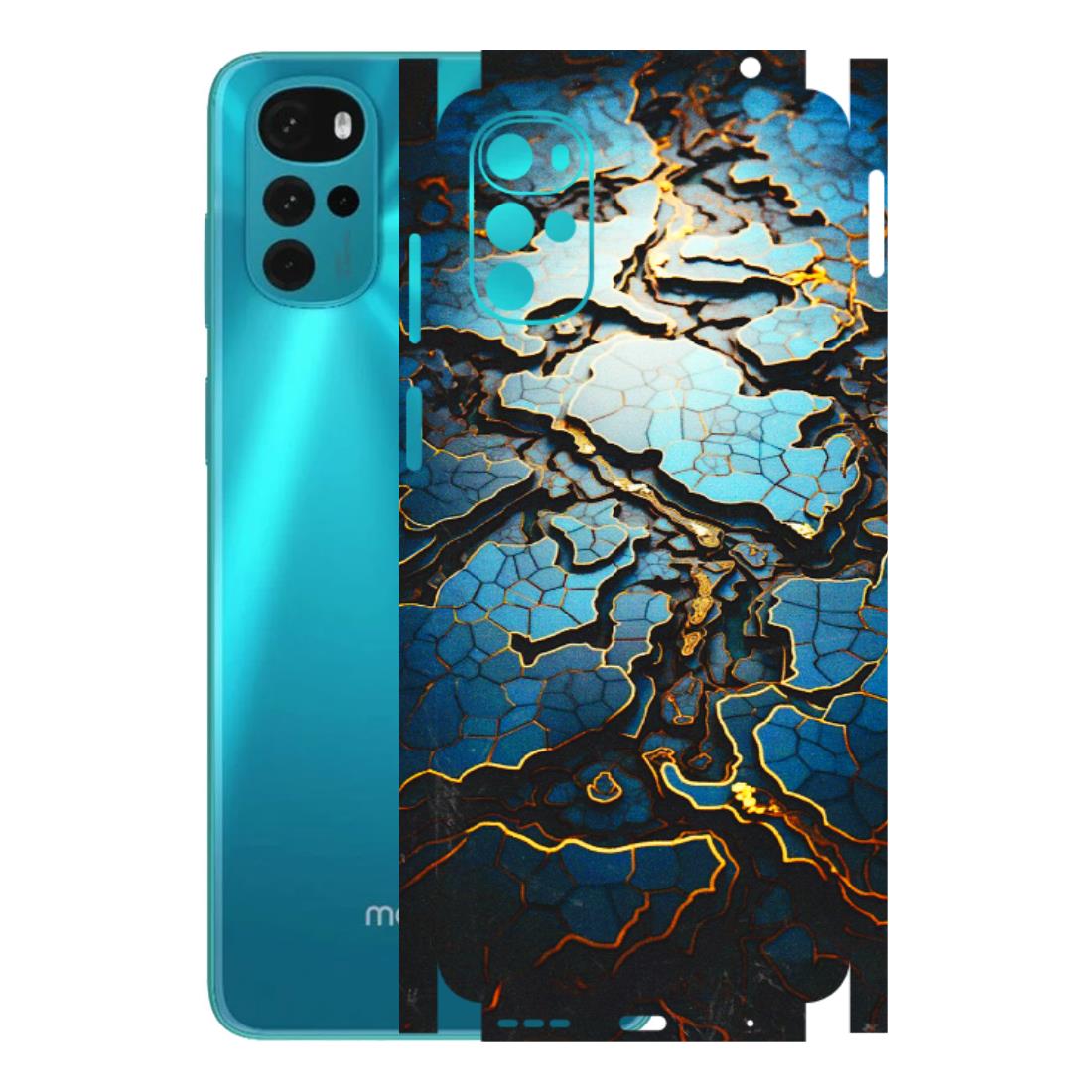 Motorola Phone Skins (All Models) - Blue Gold Abstract - 3D Embossed Finish (L-11) Motorola Moto G22