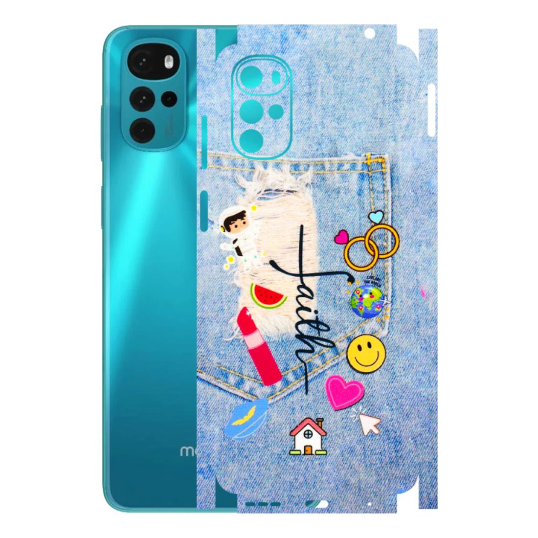Motorola Phone Skins (All Models) - Denim Jeans Pocket - 3D Embossed Finish (L-134) Motorola Moto G22