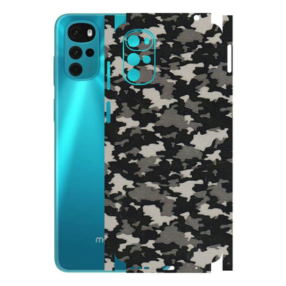 Motorola Phone Skins (All Models) - Black/Grey Camoflaunge - 3D Embossed Finish (L-142) Motorola Moto G22