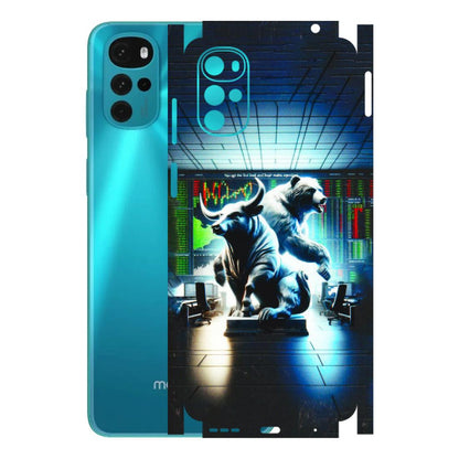 Motorola Phone Skins (All Models) - Stock Market Sensex Bear vs Bulls - 3D Embossed Finish (L-15) Motorola Moto G22
