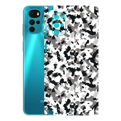 Motorola Phone Skins (All Models) - White Black Camouflage - 3D Embossed Finish (L-18) Motorola Moto G22