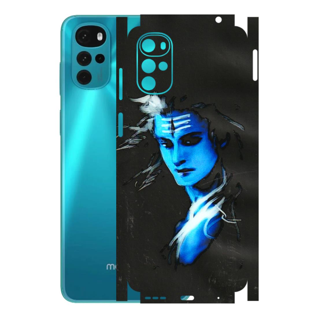 Motorola Phone Skins (All Models) - Har Har Mahadev Blue/Black - 3D Embossed Finish (L-185) Motorola Moto G22