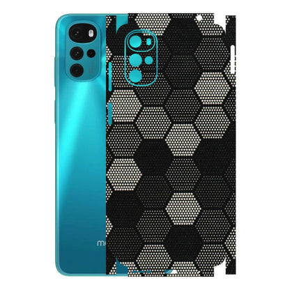 Motorola Phone Skins (All Models) - Black & White Dotted Honeycomb Texture - 3D Embossed Finish (L-202) Motorola Moto G22