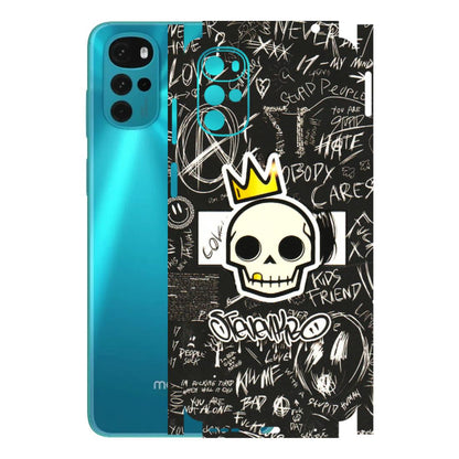 Motorola Phone Skins (All Models) - Funny Skull Black Chalk Grafitti - 3D Embossed Finish (L-22) Motorola Moto G22