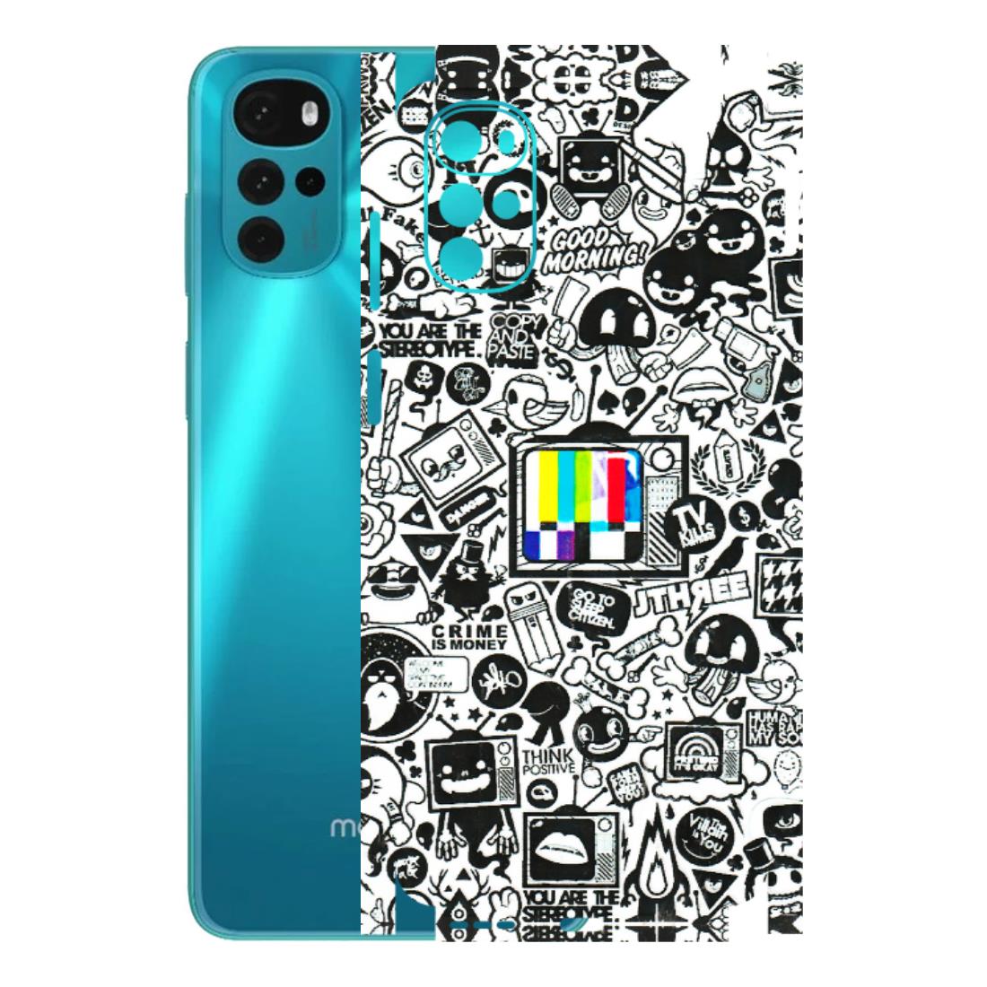 Motorola Phone Skins (All Models) - Doodles Positive Art - 3D Embossed Finish (L-263) Motorola Moto G22