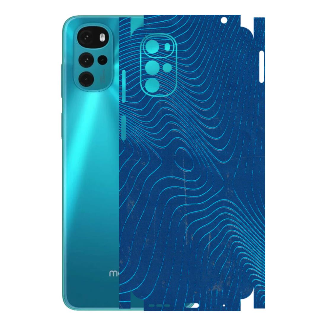 Motorola Phone Skins (All Models) - Abstract Blue Line Map - 3D Embossed Finish (L-272) Motorola Moto G22