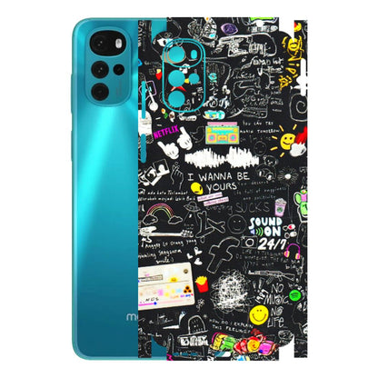 Motorola Phone Skins (All Models) - Black Creatives Doodles - 3D Embossed Finish (L-311) Motorola Moto G22