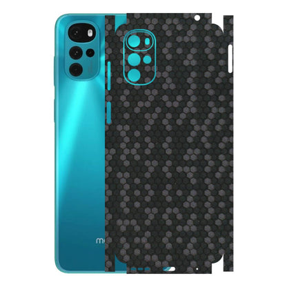 Motorola Phone Skins (All Models) - Black Grey Honeycomb Sober - 3D Embossed Finish (L-85) Motorola Moto G22