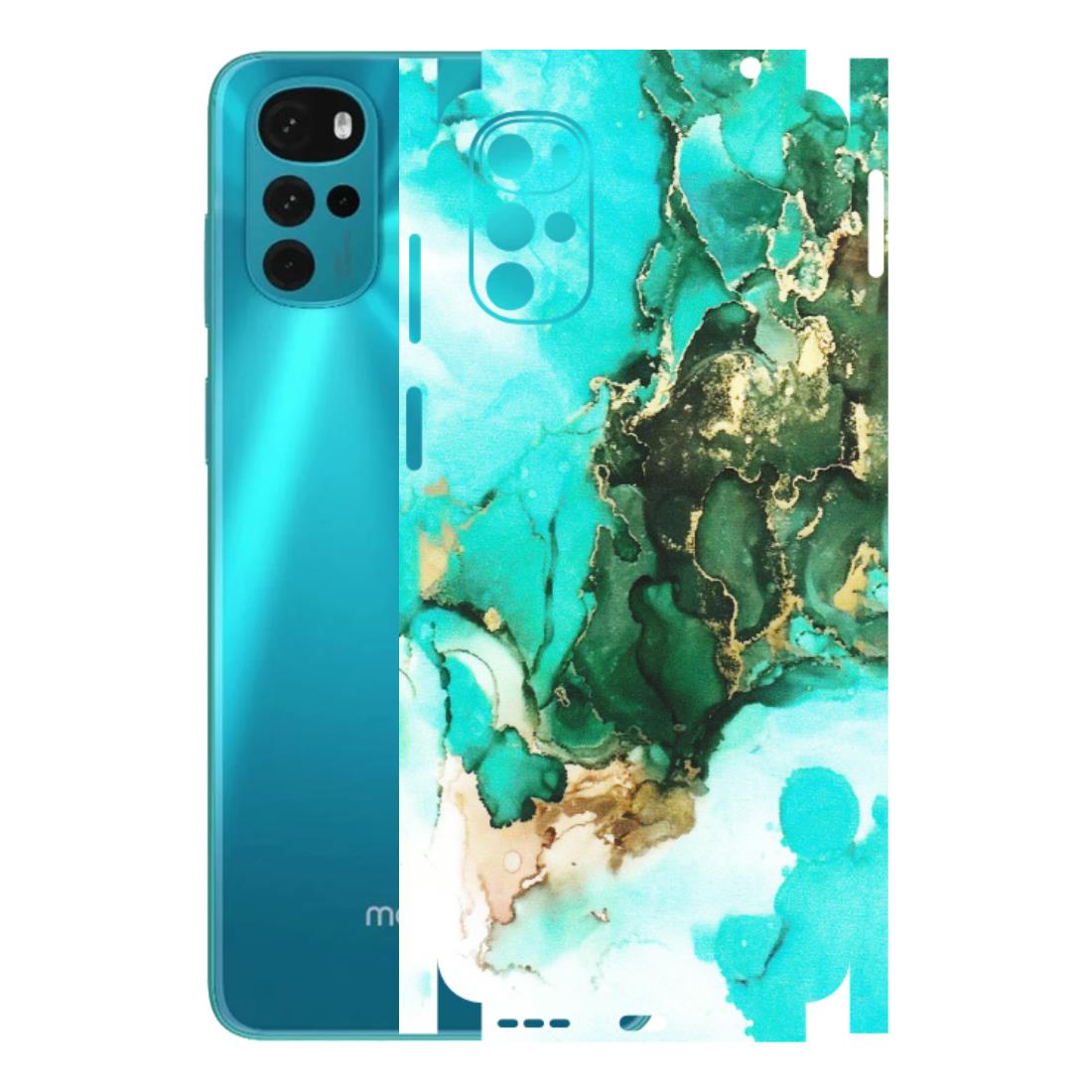 Motorola Phone Skins (All Models) - The Blue Gold Marble - Matte Finish (M-124) Motorola Moto G22