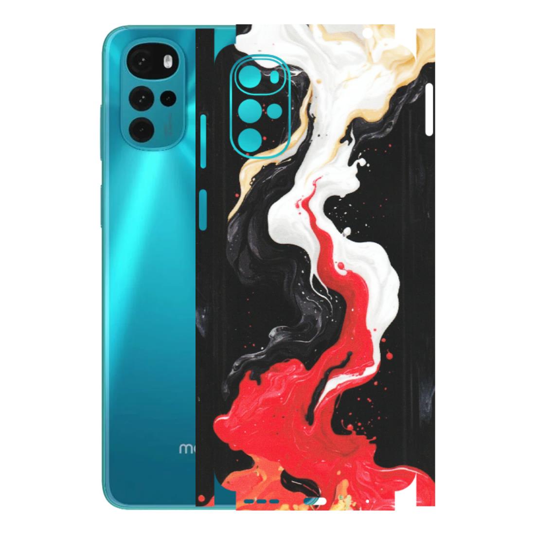 Motorola Phone Skins (All Models) - Black Red White Paint Splash Fusion - Matte Finish (M-56) Motorola Moto G22