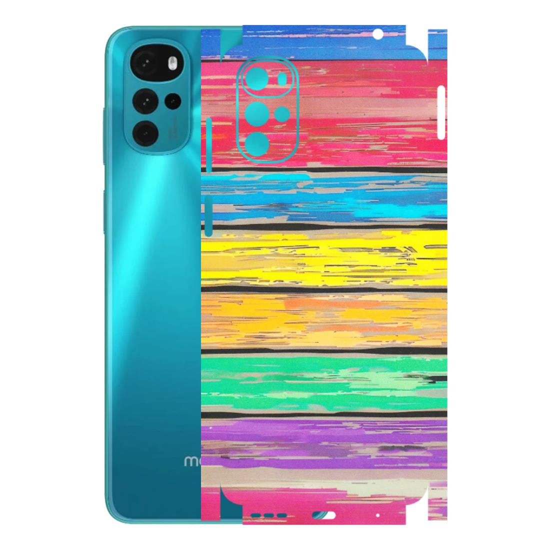 Motorola Phone Skins (All Models) - Multi Colour Wooden Wall - Matte Finish (M-96) Motorola Moto G22