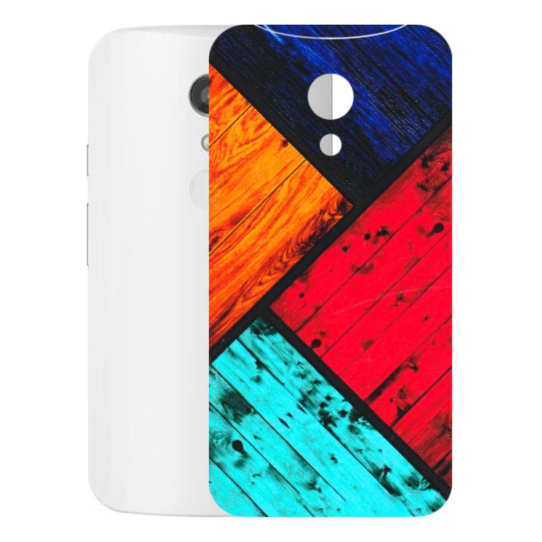 Motorola Phone Skins (All Models) - Colourful Wood Panels Abstract - 3D Embossed Finish (L-09) Motorola Moto G2