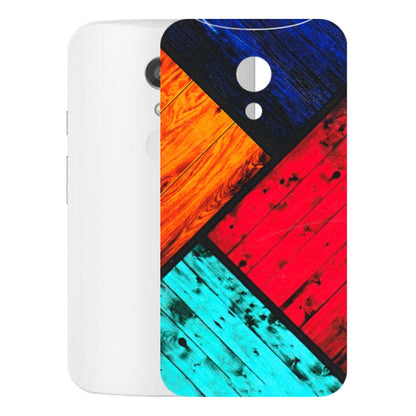 Motorola Phone Skins (All Models) - Colourful Wood Panels Abstract - 3D Embossed Finish (L-09) Motorola Moto G2