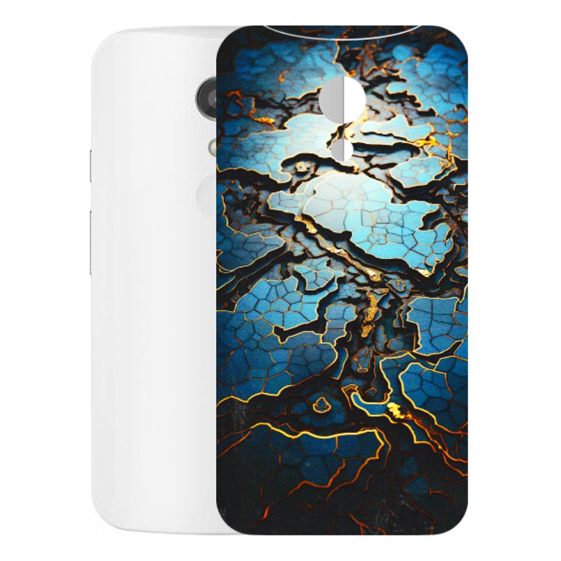 Motorola Phone Skins (All Models) - Blue Gold Abstract - 3D Embossed Finish (L-11) Motorola Moto G2