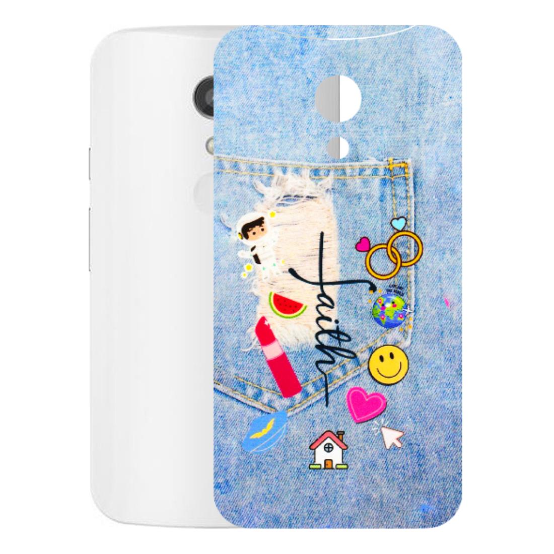 Motorola Phone Skins (All Models) - Denim Jeans Pocket - 3D Embossed Finish (L-134) Motorola Moto G2