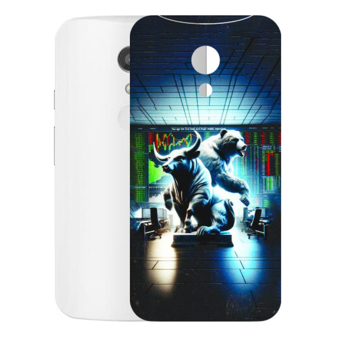 Motorola Phone Skins (All Models) - Stock Market Sensex Bear vs Bulls - 3D Embossed Finish (L-15) Motorola Moto G2