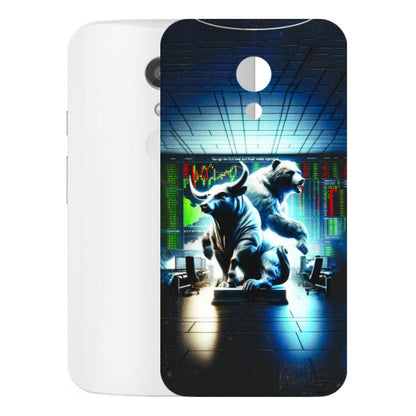 Motorola Phone Skins (All Models) - Stock Market Sensex Bear vs Bulls - 3D Embossed Finish (L-15) Motorola Moto G2