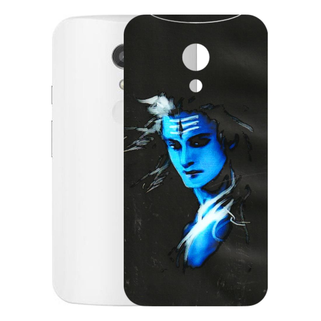 Motorola Phone Skins (All Models) - Har Har Mahadev Blue/Black - 3D Embossed Finish (L-185) Motorola Moto G2