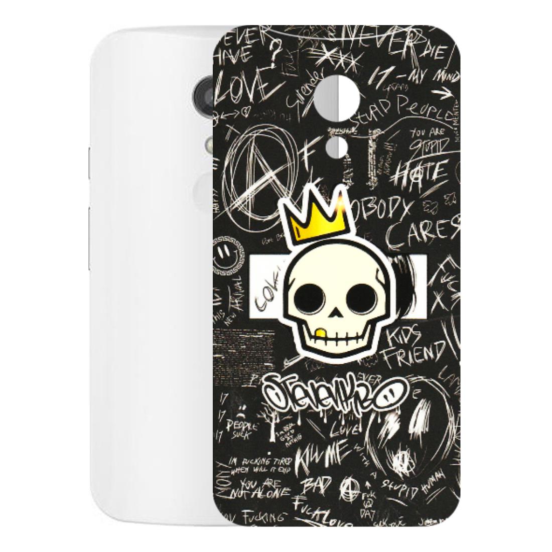 Motorola Phone Skins (All Models) - Funny Skull Black Chalk Grafitti - 3D Embossed Finish (L-22) Motorola Moto G2