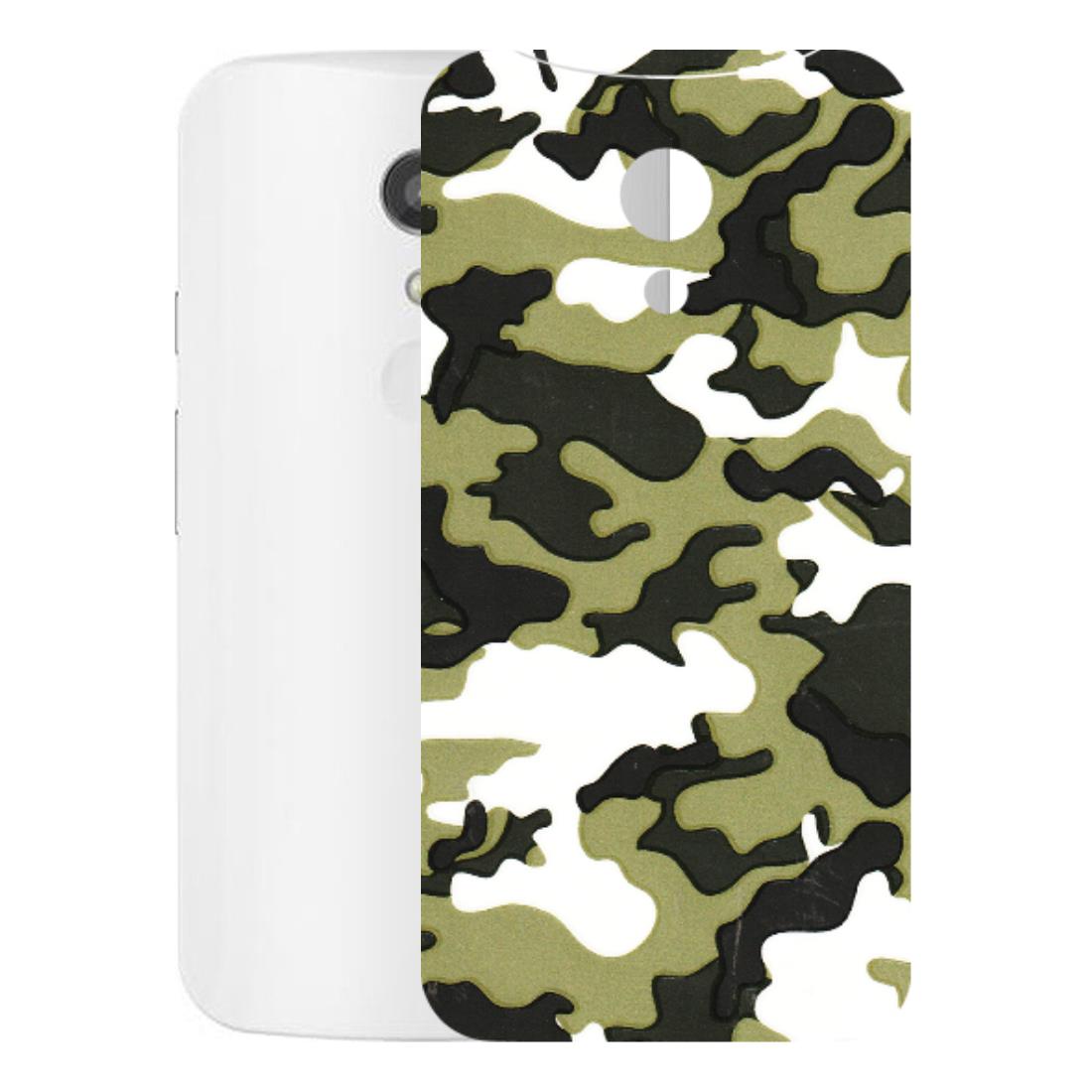Motorola Phone Skins (All Models) - Camouflages White And Green - 3D Embossed Finish (L-243) Motorola Moto G2
