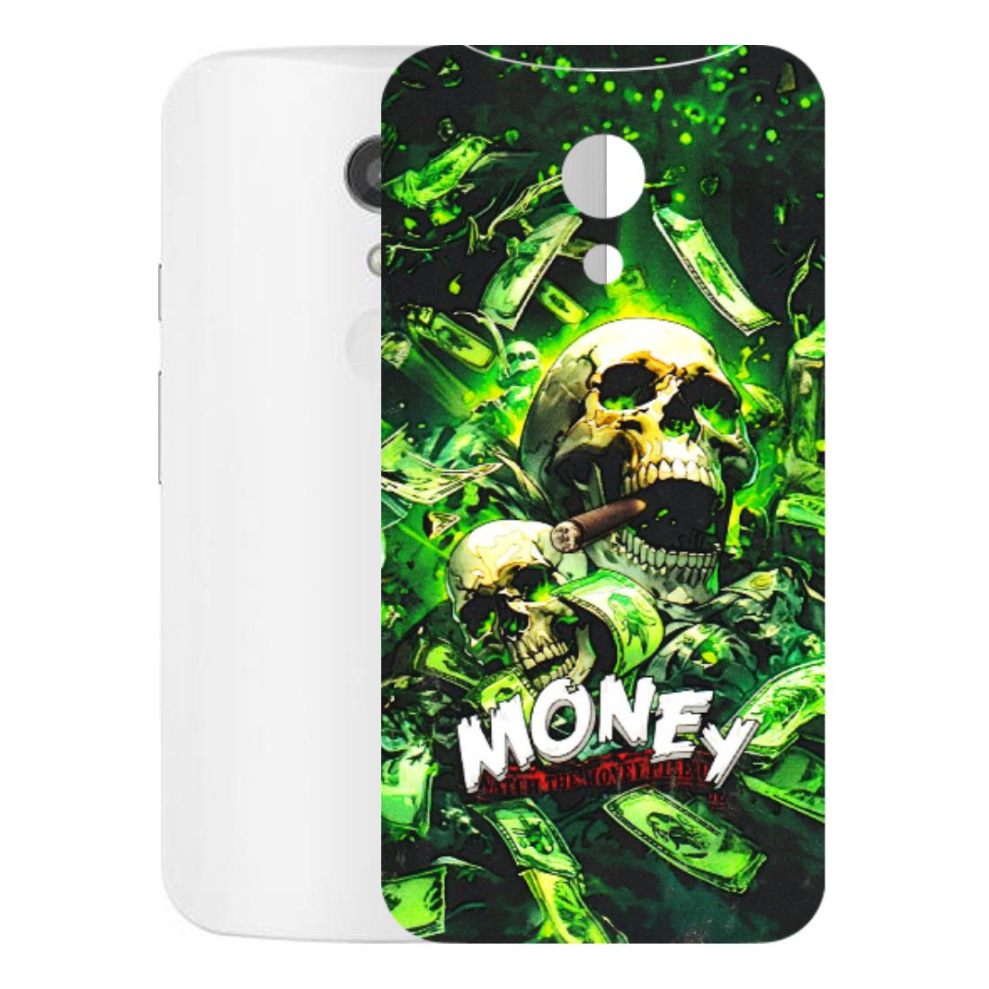 Motorola Phone Skins (All Models) - Skull Money - 3D Embossed Finish (L-303) Motorola Moto G2