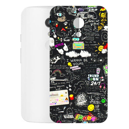 Motorola Phone Skins (All Models) - Black Creatives Doodles - 3D Embossed Finish (L-311) Motorola Moto G2