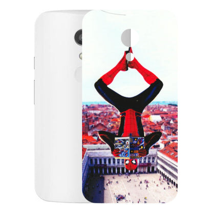 Motorola Phone Skins (All Models) - Spiderman Hanging - 3D Embossed Finish (L-53) Motorola Moto G2