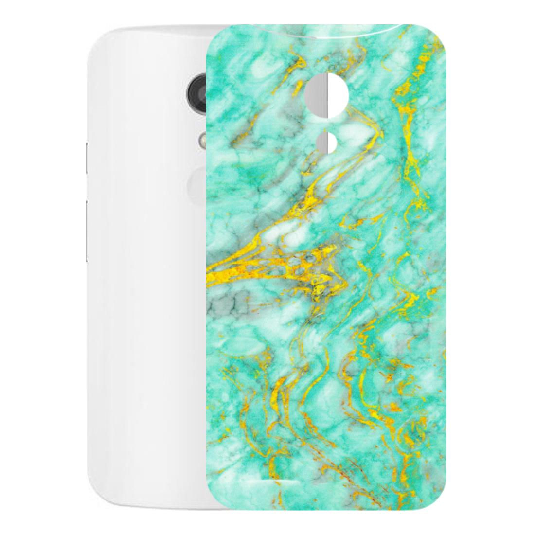 Motorola Phone Skins (All Models) - Green And Gold Marble Feel - Matte Finish (M-16) Motorola Moto G2