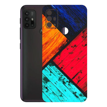 Motorola Phone Skins (All Models) - Colourful Wood Panels Abstract - 3D Embossed Finish (L-09) Motorola Moto G30