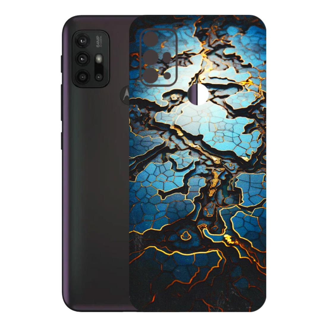 Motorola Phone Skins (All Models) - Blue Gold Abstract - 3D Embossed Finish (L-11) Motorola Moto G30