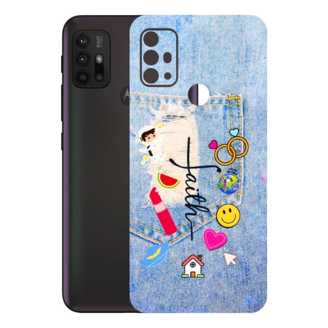 Motorola Phone Skins (All Models) - Denim Jeans Pocket - 3D Embossed Finish (L-134) Motorola Moto G30
