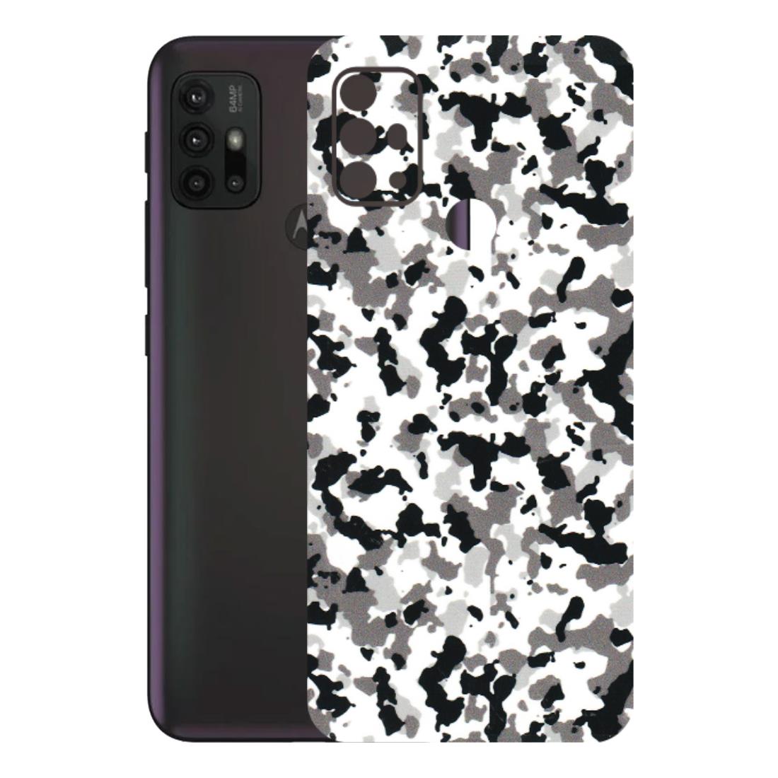 Motorola Phone Skins (All Models) - White Black Camouflage - 3D Embossed Finish (L-18) Motorola Moto G30