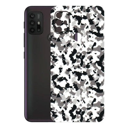 Motorola Phone Skins (All Models) - White Black Camouflage - 3D Embossed Finish (L-18) Motorola Moto G30