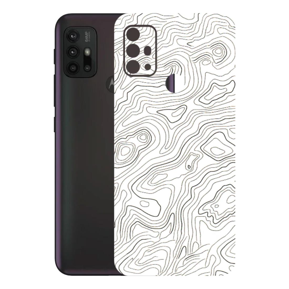 Motorola Phone Skins (All Models) - White Black Swirls - 3D Embossed Finish (L-219) Motorola Moto G30