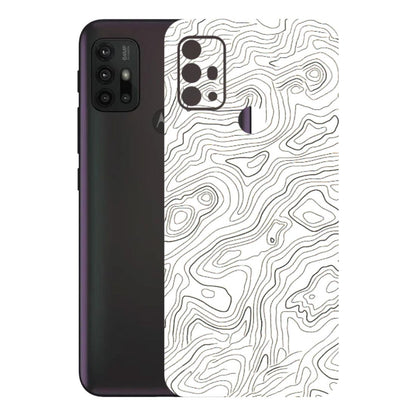 Motorola Phone Skins (All Models) - White Black Swirls - 3D Embossed Finish (L-219) Motorola Moto G30