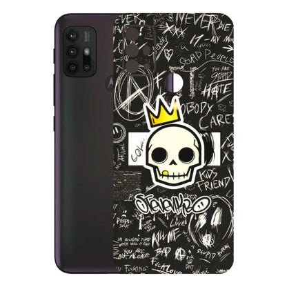 Motorola Phone Skins (All Models) - Funny Skull Black Chalk Grafitti - 3D Embossed Finish (L-22) Motorola Moto G30