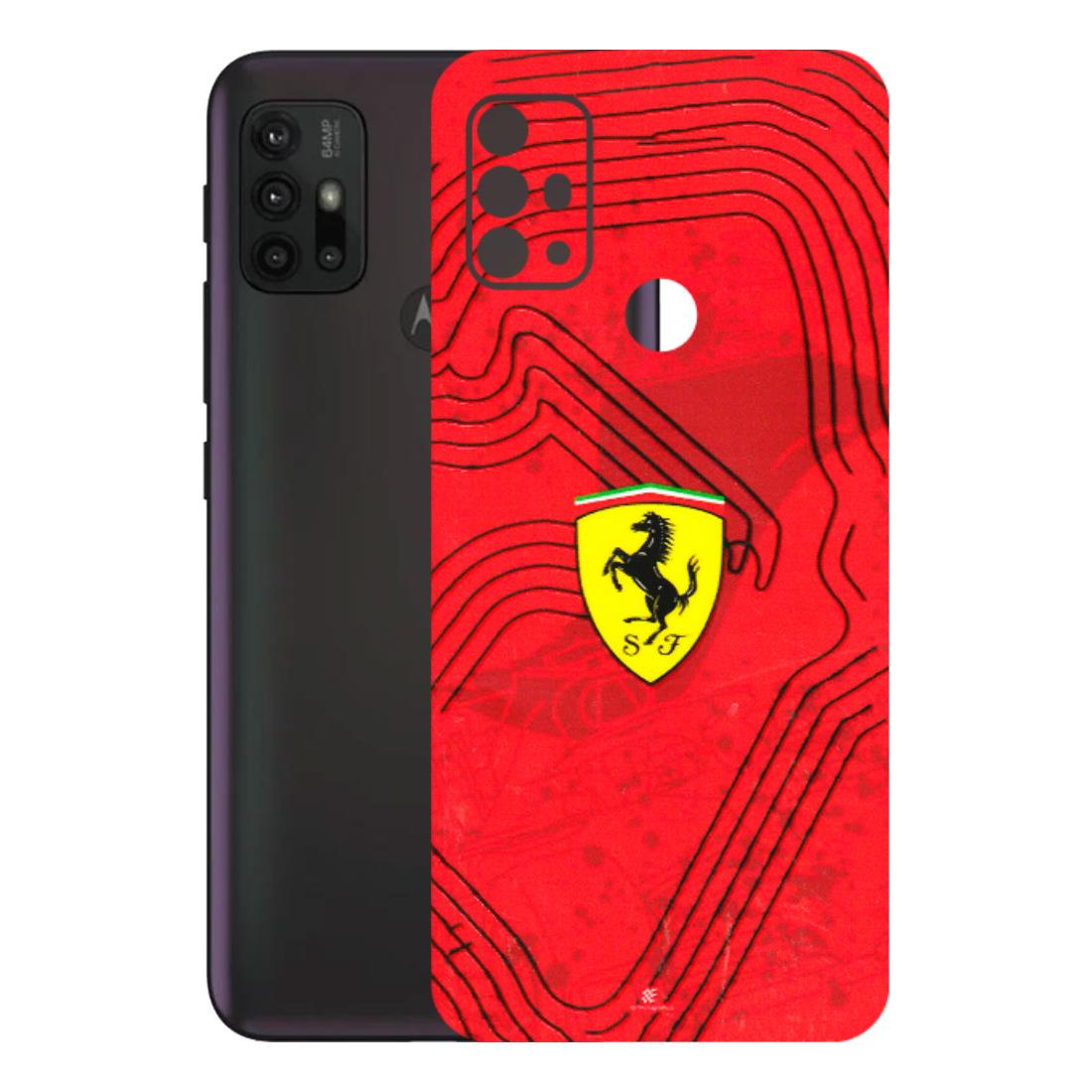 Motorola Phone Skins (All Models) - Red Ferrari Logo Stylish - 3D Embossed Finish (L-238) Motorola Moto G30