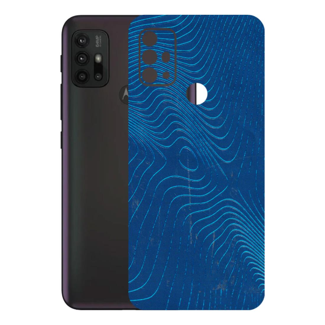 Motorola Phone Skins (All Models) - Abstract Blue Line Map - 3D Embossed Finish (L-272) Motorola Moto G30